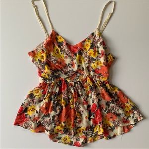 Free People Floral Cut Out Tank Top